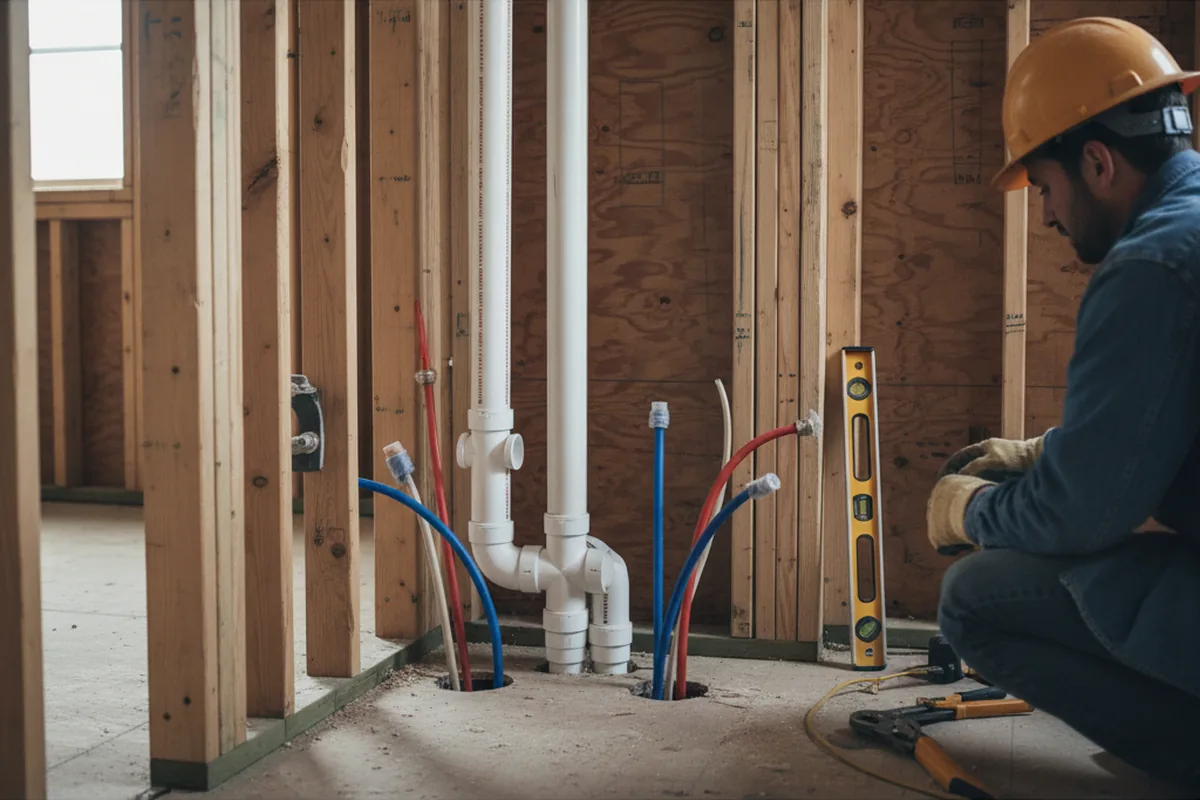 Drain and supply rough-in during Garbage Disposal Repair in Princeton